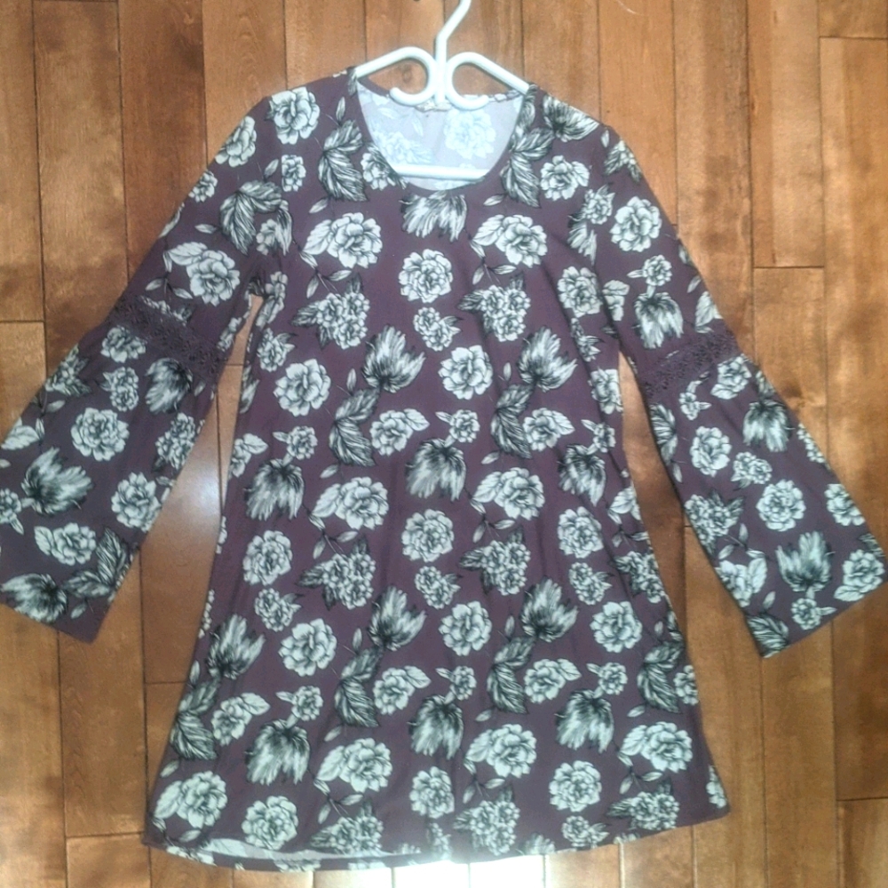 Floral long sleeve swing dress